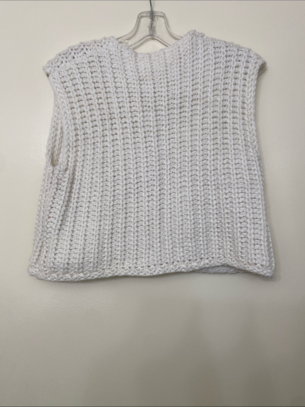 Cream Chunky Knit V-Neck Button Sweater Vest - Picture 3 of 4